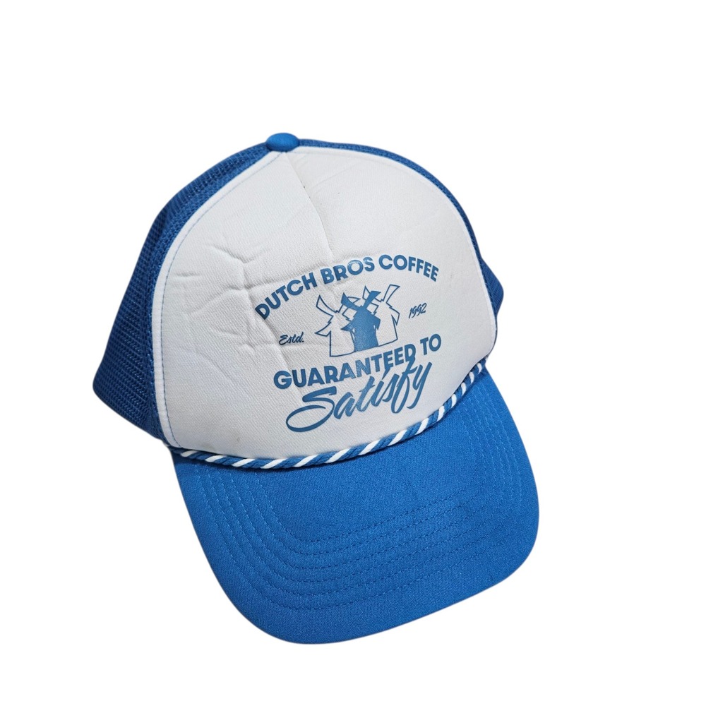 Dutch Bros Coffee Hat Cap Blue‎ White Trucker Snapback Guaranteed To Satisfy